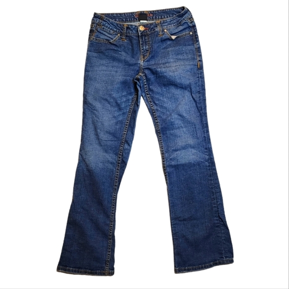 Worn Jeans Size 8/29 Dark Blue Midrise Bootcut - Picture 1 of 3
